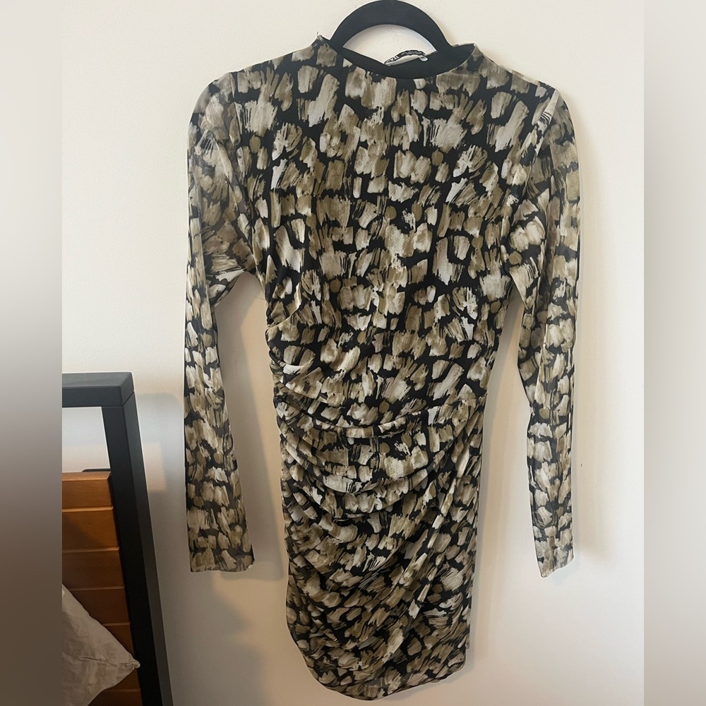 Stylish Long Sleeve Patterned Dress
